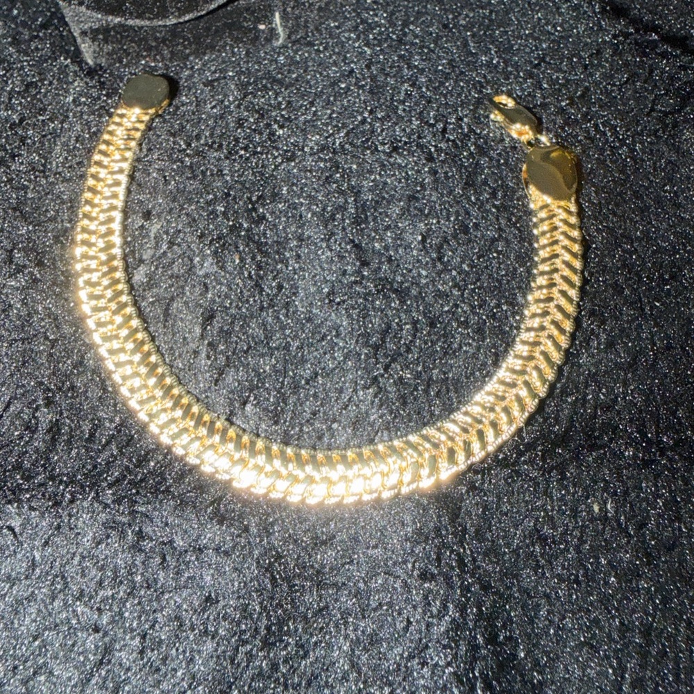 14k gold finish Gold Herringbone Chain Bracelet - Women Jewelry 6 1/2 inch